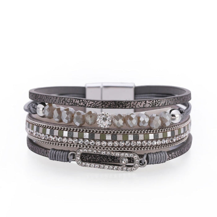 Wholesale Boho Crystal Rhinestone Multilayer Magnetic Buckle Bracelet JDC-BT-DHJ006 Bracelet 邓会君 sz00216-4 Wholesale Jewelry JoyasDeChina Joyas De China