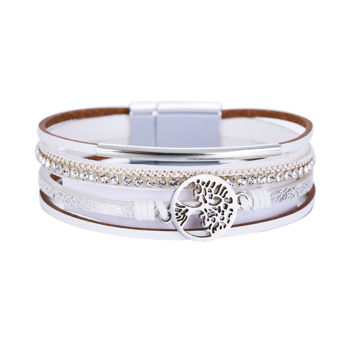 Wholesale Boho Leather Alloy Rhinestone Tree of Life Bracelet JDC-BT-DHJ011 Bracelet 邓会君 Wholesale Jewelry JoyasDeChina Joyas De China