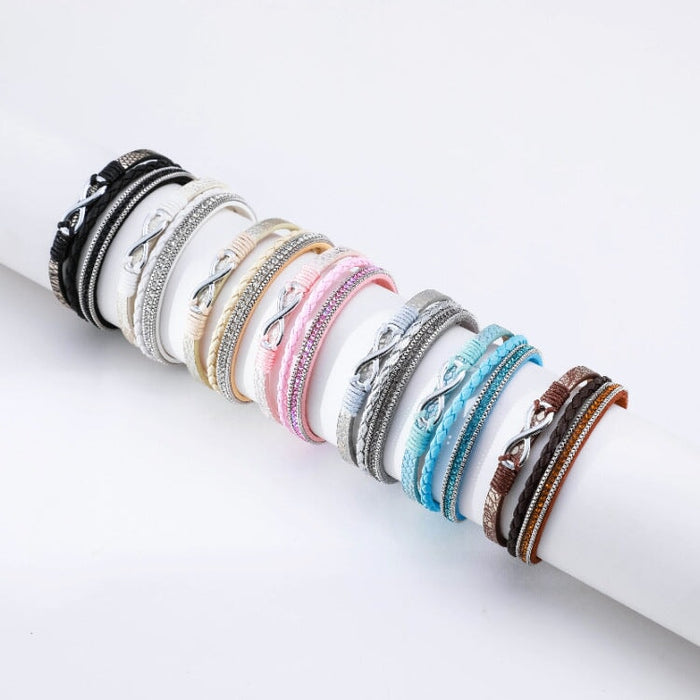 Wholesale Boho Rhinestone Braided Leather Bracelet JDC-BT-DHJ008 Bracelet 邓会君 Wholesale Jewelry JoyasDeChina Joyas De China