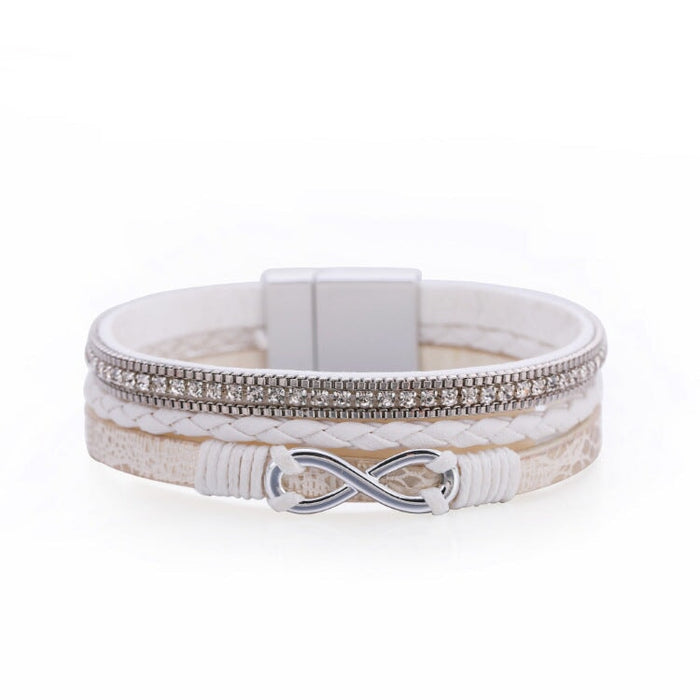 Wholesale Boho Rhinestone Braided Leather Bracelet JDC-BT-DHJ008 Bracelet 邓会君 Wholesale Jewelry JoyasDeChina Joyas De China