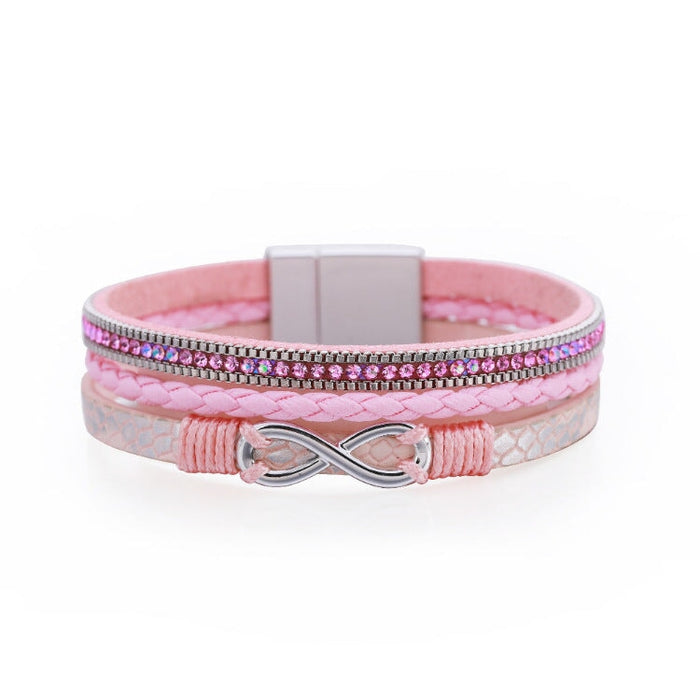 Wholesale Boho Rhinestone Braided Leather Bracelet JDC-BT-DHJ008 Bracelet 邓会君 Wholesale Jewelry JoyasDeChina Joyas De China