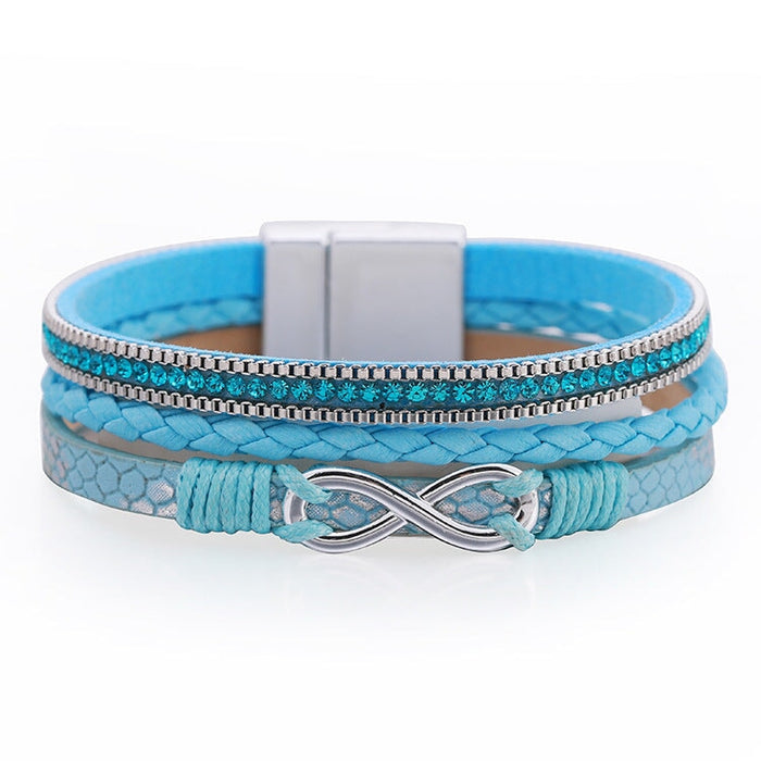 Wholesale Boho Rhinestone Braided Leather Bracelet JDC-BT-DHJ008 Bracelet 邓会君 Wholesale Jewelry JoyasDeChina Joyas De China