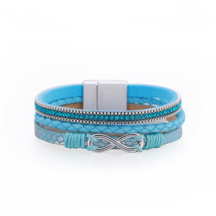 Wholesale Boho Rhinestone Braided Leather Bracelet JDC-BT-DHJ008 Bracelet 邓会君 Wholesale Jewelry JoyasDeChina Joyas De China