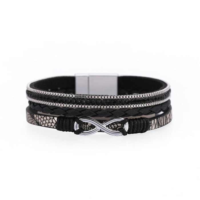 Wholesale Boho Rhinestone Braided Leather Bracelet JDC-BT-DHJ008 Bracelet 邓会君 SZ00218-6 Wholesale Jewelry JoyasDeChina Joyas De China