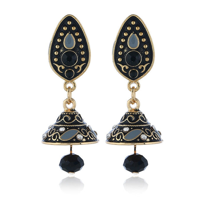 Wholesale Boho Zinc Alloy Rhinestone Earrings JDC-ES-Duoh003 Earrings 朵涵 black Wholesale Jewelry JoyasDeChina Joyas De China