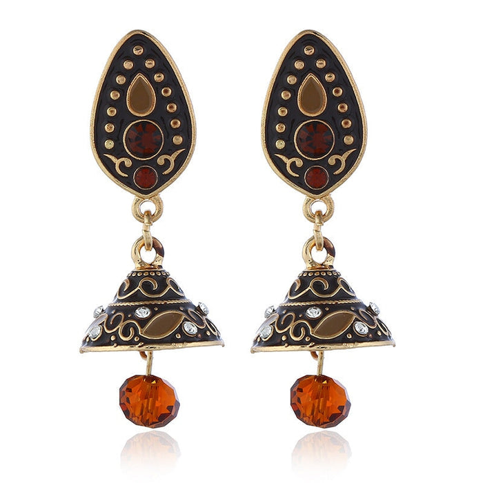 Wholesale Boho Zinc Alloy Rhinestone Earrings JDC-ES-Duoh003 Earrings 朵涵 brown Wholesale Jewelry JoyasDeChina Joyas De China