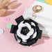 Wholesale Bow PU Leather Small Mirror Camellia Keychain MOQ≥2 JDC-KC-BenX003 Keychains 本勋 black Wholesale Jewelry JoyasDeChina Joyas De China