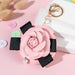 Wholesale Bow PU Leather Small Mirror Camellia Keychain MOQ≥2 JDC-KC-BenX003 Keychains 本勋 pink Wholesale Jewelry JoyasDeChina Joyas De China