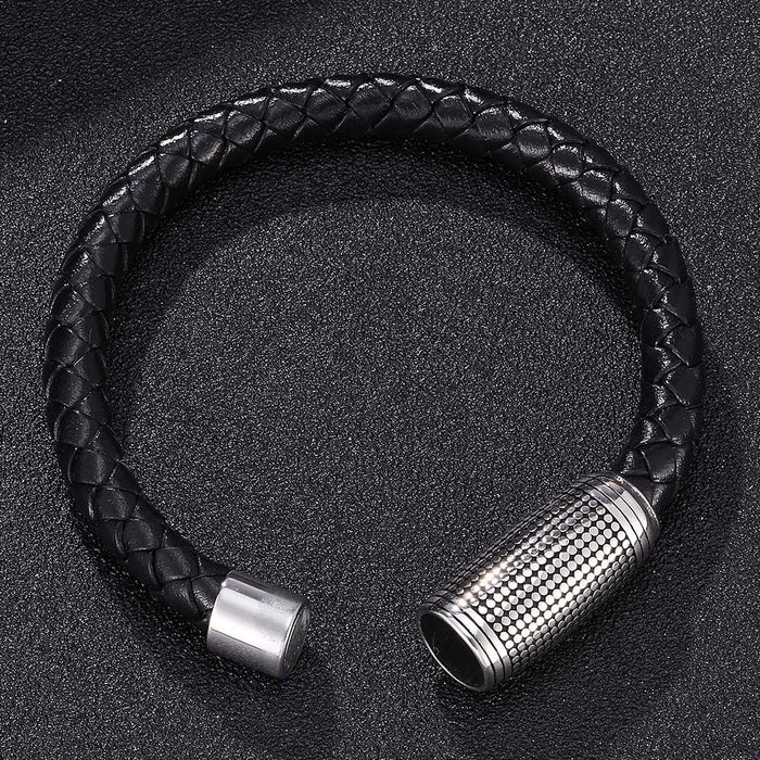 Wholesale Braided Magnetic Leather Stainless Steel Gypsophila Bracelet JDC-BT-RShen007 Bracelet 日盛 Wholesale Jewelry JoyasDeChina Joyas De China