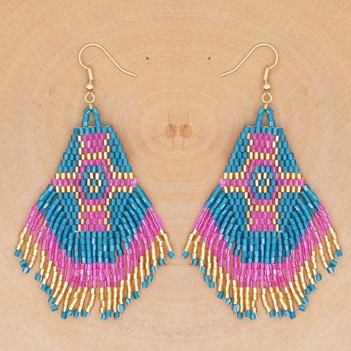 Wholesale Braided MGB Rice Beads Tassel Beaded Earrings JDC-ES-GBH004 Earrings 怪我咯 MG-E200023B Wholesale Jewelry JoyasDeChina Joyas De China