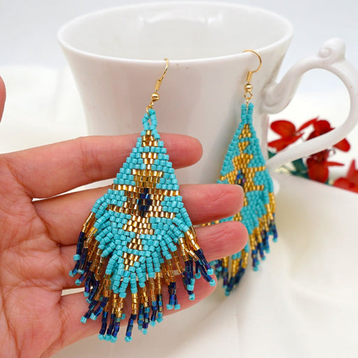 Wholesale Braided MGB Rice Beads Tassel Beaded Earrings JDC-ES-GBH007 Earrings 怪我咯 Wholesale Jewelry JoyasDeChina Joyas De China