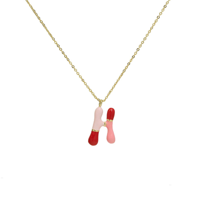 Wholesale brass epoxy capsule bubble balloon 26 English letters necklace colorful pink necklace Pendant JoyasDeChina Necklace H Wholesale Jewelry JoyasDeChina Joyas De China