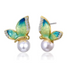 Wholesale Bright Butterfly Early Spring Rhinestone Earrings JDC-ES-GM003 Earrings 冈麦 Wholesale Jewelry JoyasDeChina Joyas De China