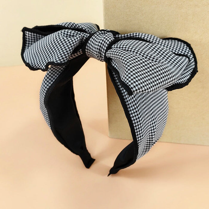 Wholesale Broad Brim Fabric Houndstooth Bow Headband JDC-HD-O380 Headband 潮炫 S Wholesale Jewelry JoyasDeChina Joyas De China