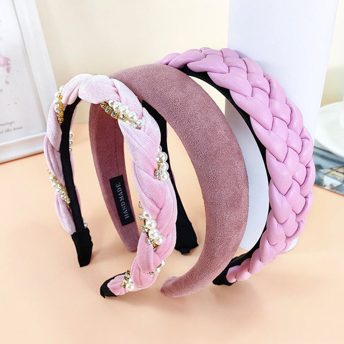 Wholesale Broad Brim Fabric Knit Leather Headband JDC-HD-O388 Headband 潮炫 Wholesale Jewelry JoyasDeChina Joyas De China