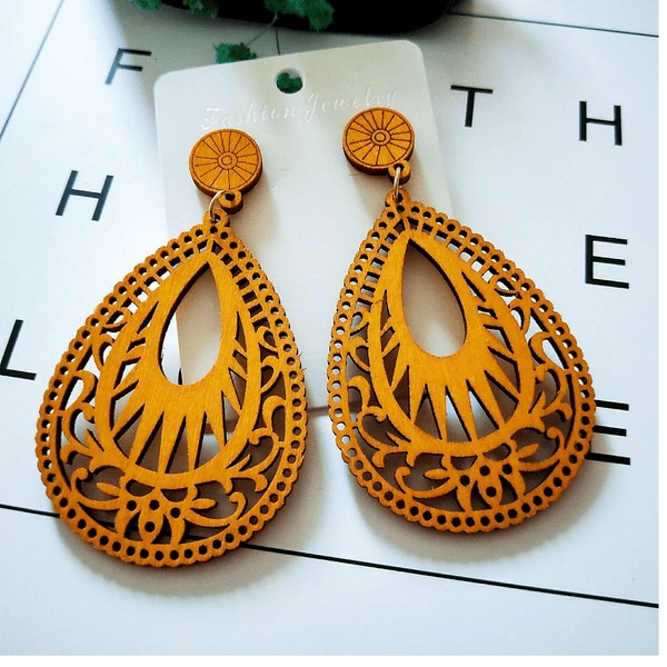 Wholesale Brown Wood Drop Earrings MOQ≥2 JDC-ES-AnX009 Earrings 安修 Wholesale Jewelry JoyasDeChina Joyas De China