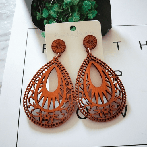 Wholesale Brown Wood Drop Earrings MOQ≥2 JDC-ES-AnX009 Earrings 安修 Wholesale Jewelry JoyasDeChina Joyas De China