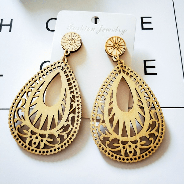 Wholesale Brown Wood Drop Earrings MOQ≥2 JDC-ES-AnX009 Earrings 安修 Wholesale Jewelry JoyasDeChina Joyas De China