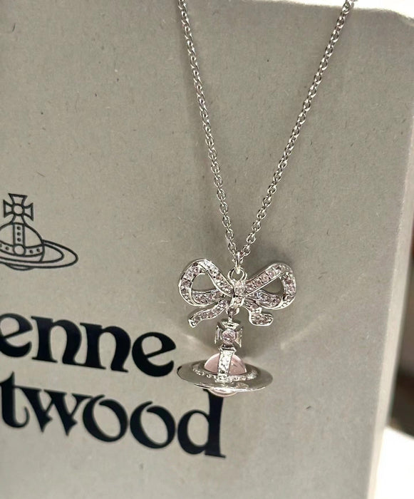 Wholesale Butterfly Powder Planet Necklace Pink Diamond Clavicle Chain Earrings Necklace Niche Joker Necklaces JoyasDeChina Pink diamond pink ball butterfly single side chain (necklace) Wholesale Jewelry JoyasDeChina Joyas De China