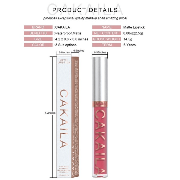 Wholesale CAKAILA 18 Color Lipstick Matte Non-stick Cup Waterproof Lip Gloss JDC-MK-Nic003 lipstick 尼采 Wholesale Jewelry JoyasDeChina Joyas De China