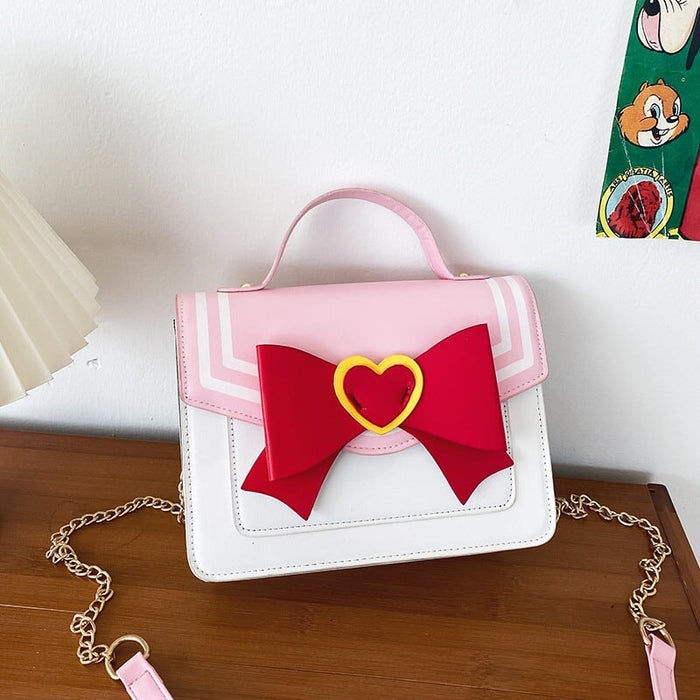 Wholesale Cartoon Beauty Girl Bow PU Messenger Bag JDC-SD-Hanc005 Shoulder Bags 韩创 pink Wholesale Jewelry JoyasDeChina Joyas De China