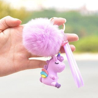 Wholesale cartoon hair ball plastic doll Pom Pom keychain JDC-KC-FeiRun022 Keychains 飞润 purple Wholesale Jewelry JoyasDeChina Joyas De China