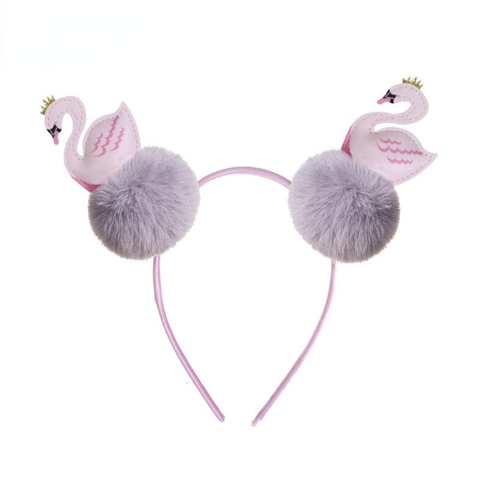 Wholesale Children's Hair Ball Imitation Rex Rabbit Hair Headband (F)JDC-HD-PRY004 Headband 彭日耀 dark grey Wholesale Jewelry JoyasDeChina Joyas De China