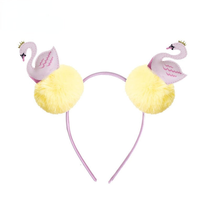 Wholesale Children's Hair Ball Imitation Rex Rabbit Hair Headband (F)JDC-HD-PRY004 Headband 彭日耀 yellow Wholesale Jewelry JoyasDeChina Joyas De China