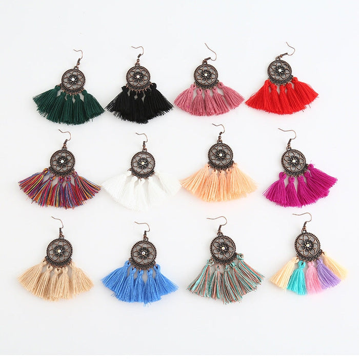 Wholesale Circle Alloy Tassel Earrings JDC-ES-ZhanY023 Earrings 展言 Wholesale Jewelry JoyasDeChina Joyas De China