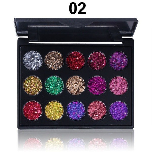 Wholesale CmaaDu 15 Colors Rhinestone Sequin Eyeshadow Palette Glitter Glitter Powder JDC-SH-Nic001 eyeshadow 尼采 Wholesale Jewelry JoyasDeChina Joyas De China