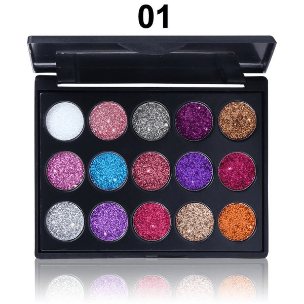 Wholesale CmaaDu 15 Colors Rhinestone Sequin Eyeshadow Palette Glitter Glitter Powder JDC-SH-Nic001 eyeshadow 尼采 Wholesale Jewelry JoyasDeChina Joyas De China