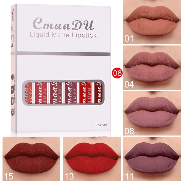 Wholesale CmaaDu 6pcs Box Matte Non-stick Cup Waterproof Lipstick Long Lasting Lip Gloss JDC-MK-Nic002 lipstick 尼采 Wholesale Jewelry JoyasDeChina Joyas De China