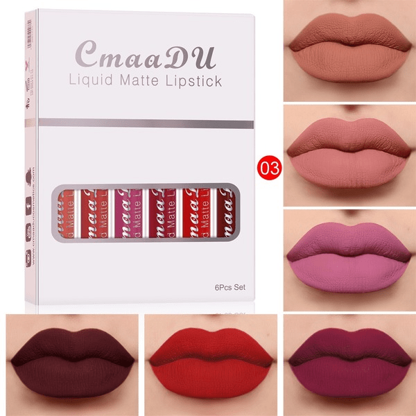 Wholesale CmaaDu 6pcs Box Matte Non-stick Cup Waterproof Lipstick Long Lasting Lip Gloss JDC-MK-Nic002 lipstick 尼采 Wholesale Jewelry JoyasDeChina Joyas De China