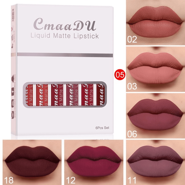 Wholesale CmaaDu 6pcs Box Matte Non-stick Cup Waterproof Lipstick Long Lasting Lip Gloss JDC-MK-Nic002 lipstick 尼采 Wholesale Jewelry JoyasDeChina Joyas De China