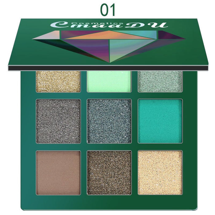 Wholesale CmaaDu 9 Colors Rhinestone Shine Eyeshadow Palette Shiny Highlights JDC-SH-Nic006 eyeshadow 尼采 01 Wholesale Jewelry JoyasDeChina Joyas De China