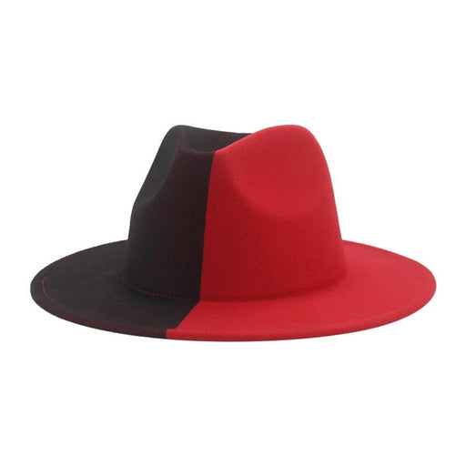 Wholesale color block wool felt hat flat brim jazz hat JDC-FH-Guanchuan002 Fashionhat 冠川 Wholesale Jewelry JoyasDeChina Joyas De China