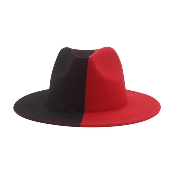 Wholesale color block wool felt hat flat brim jazz hat JDC-FH-Guanchuan002 Fashionhat 冠川 Wholesale Jewelry JoyasDeChina Joyas De China