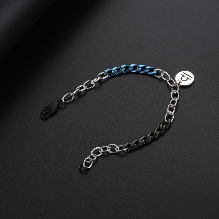 Wholesale Colorblock Chain Titanium Steel Couple Bracelet JDC-BT-Yixin012 Bracelet 壹芯 17CM Wholesale Jewelry JoyasDeChina Joyas De China