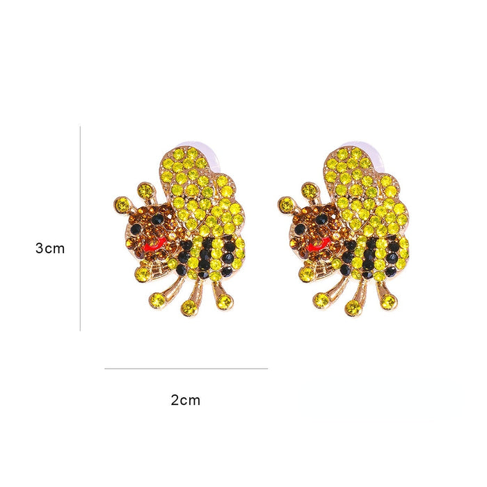 Wholesale Colored Rhinestone Bee Alloy Earrings JDC-ES-JJ357 Earrings 聚嘉 Wholesale Jewelry JoyasDeChina Joyas De China