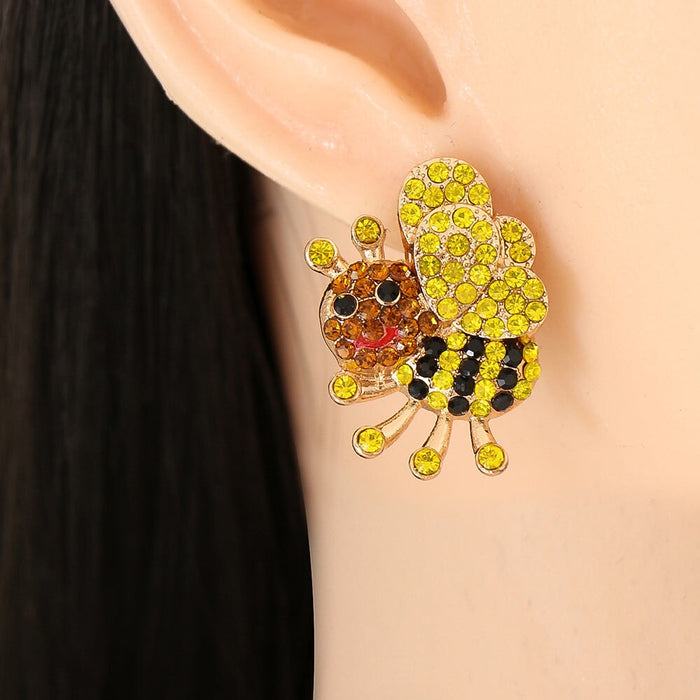 Wholesale Colored Rhinestone Bee Alloy Earrings JDC-ES-JJ357 Earrings 聚嘉 Wholesale Jewelry JoyasDeChina Joyas De China