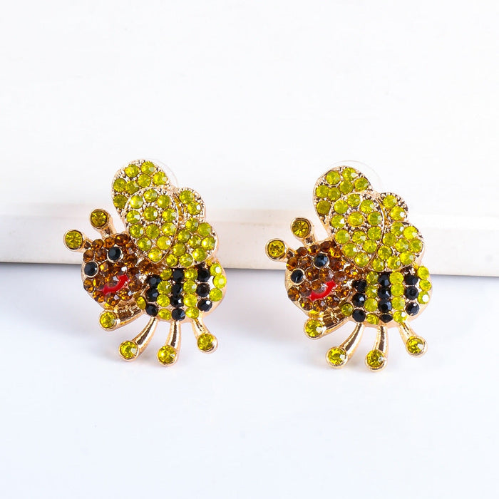 Wholesale Colored Rhinestone Bee Alloy Earrings JDC-ES-JJ357 Earrings 聚嘉 Wholesale Jewelry JoyasDeChina Joyas De China