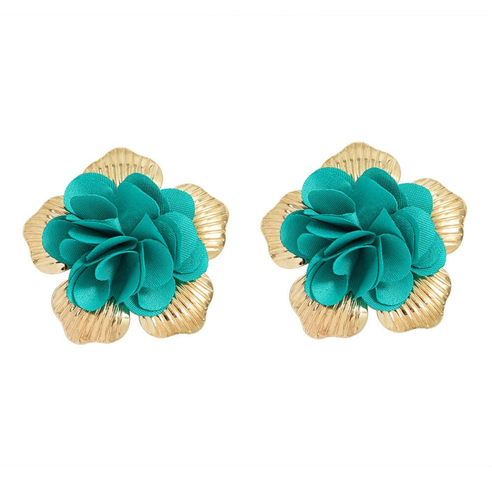 Wholesale colorful fabric flower earrings JDC-ES-RXV002 Earrings JoyasDeChina blue Wholesale Jewelry JoyasDeChina Joyas De China
