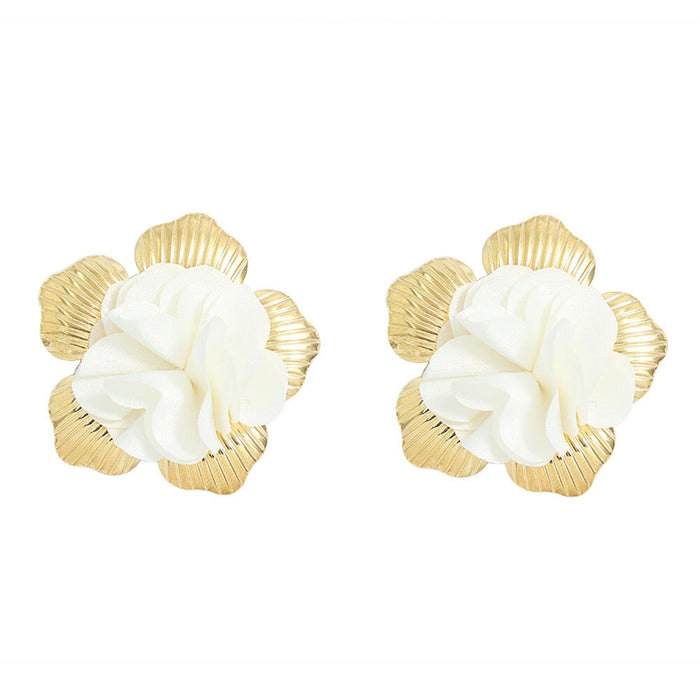 Wholesale colorful fabric flower earrings JDC-ES-RXV002 Earrings JoyasDeChina white Wholesale Jewelry JoyasDeChina Joyas De China