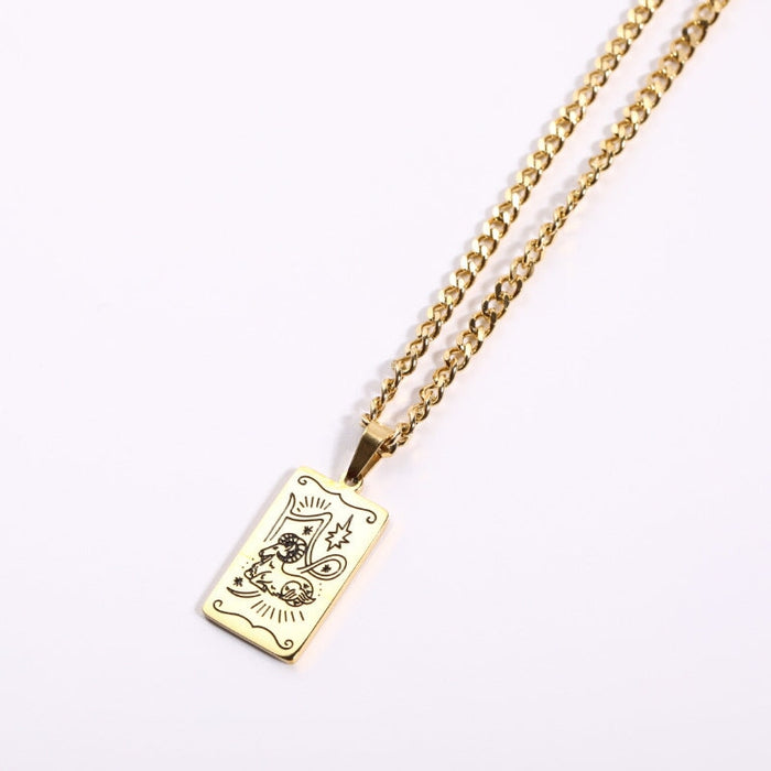 Wholesale Constellation Pendant Stainless Steel Gold Plated Necklace JDC-NE-Jif052 Necklaces 集沣 mojiezuo Wholesale Jewelry JoyasDeChina Joyas De China