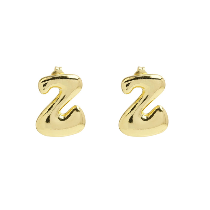 Wholesale copper plated 18k real gold bubble balloon 26 English letter earrings Earrings JoyasDeChina Z Wholesale Jewelry JoyasDeChina Joyas De China
