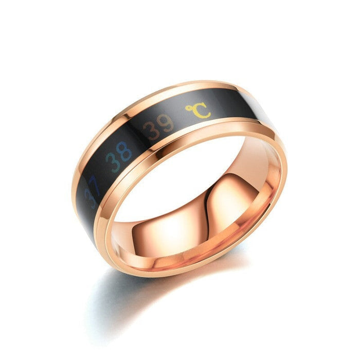 Wholesale Couple Titanium Steel Display Body Temperature Thermometer Ring JDC-RS-TianW001 Rings 添旺 rose gold 6 Wholesale Jewelry JoyasDeChina Joyas De China