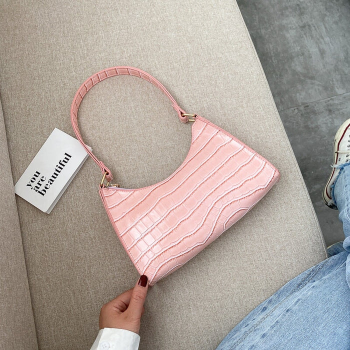 Wholesale Crocodile Pattern PU Shoulder Bag JDC-SD-Mingo001 Shoulder Bags 铭欧 pink Wholesale Jewelry JoyasDeChina Joyas De China