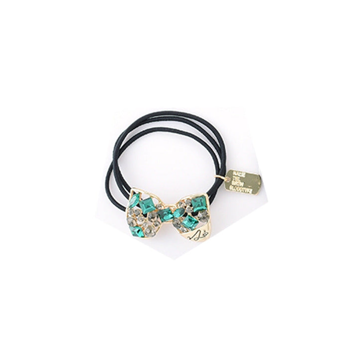 Wholesale crystal leather band JDC-HS-RQ004 Hair Scrunchies 瑞奇 Green bow Wholesale Jewelry JoyasDeChina Joyas De China