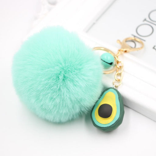 Wholesale Cut Faced Fruit Hair Ball Alloy Imitation Rex Rabbit Hair Pom Pom Keychain JDC-KC-Zuge016 Keychains 祖格 avocado / Wholesale Jewelry JoyasDeChina Joyas De China