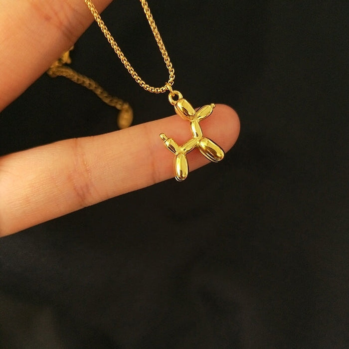 Wholesale Cute balloon air dog clavicle chain puppy necklace titanium steel electroplating 18K gold necklace women Necklaces JoyasDeChina Wholesale Jewelry JoyasDeChina Joyas De China